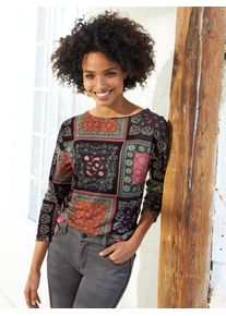 Heine Damen Rundhalsshirt "Druck-Shirt", rot, Gr. 44, Paisley, mehrfarbig, gemustert, bedruckt, 100% Viskose, Shirts