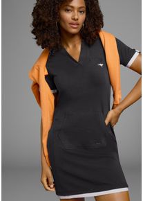 Kangaroos Damen Sweatkleid, schwarz, casual, Gr. 32, Obermaterial: 100% Baumwolle. Kapuzenfutter: 100% Baumwolle, Kleider, in Longform, aus