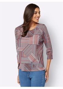 Classic Basics Damen 3/4-Arm-Shirt "3/4-Arm-Shirt", orange, Gr. 50, gemustert, mehrfarbig, 100% Polyester, Shirts