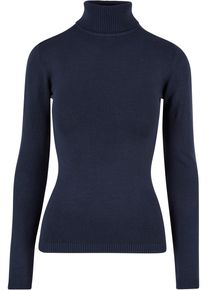 Urban Classics Damen Rundhalspullover "Urban Classics Damen Ladies Knitted Turtleneck Sweater", blau, casual, Gr. M, unifarben, 70% Viskose, 30%
