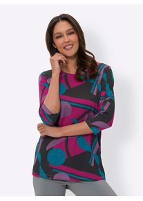 Classic Basics Damen Longshirt "Longshirt", pink, Gr. 44, gemustert, mehrfarbig, 100% Baumwolle, Shirts