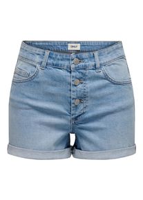 Only Damen Shorts "ONLHUSH HW BUTTON FOLD UP SHORTS DNM PIM", blau, modisch, Gr. M, unifarben, Obermaterial: 98% Baumwolle, 2% Elasthan, Hosen