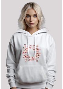 F4NT4STIC Damen Kapuzenpullover "Rosa Frühlings Blumenkranz Dekor", weiß, casual, Gr. L, Obermaterial: 65% Baumwolle, 35% Polyester, Pullover,