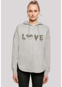 F4NT4STIC Damen Kapuzenpullover "Valentinstag Love Pink", grau, casual, Gr. S, Obermaterial: 100% Baumwolle, Pullover, Print