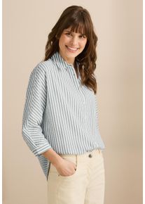 Cecil Damen Hemdbluseslate khaki, casual, Gr. S, gestreift, Stoff, 65% Polyester, 35% Viskose, Blusen, mit 3/4 Ärmeln