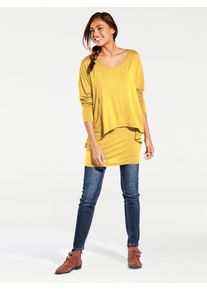 Heine Damen Rundhalsshirt "Rundhals-Shirt", gelb, Gr. 48, unifarben, 95% Viskose, 5% Elasthan, Shirts