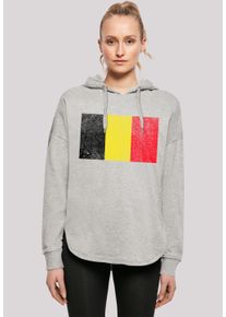 F4NT4STIC Damen Kapuzenpullover "Belgium Belgien Flagge", grau, casual, Gr. S, Obermaterial: 100% Baumwolle, Pullover, Print