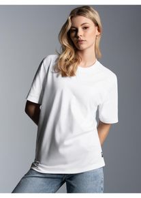 TRIGEMA Damen T-Shirt "TRIGEMA Heavy T-Shirt aus 100% recycelter Baumwolle", weiß, Basic, Gr. S, 100% Baumwolle (recycelt), Shirts