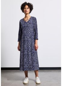 Street One Damen Midikleid, blau, casual, Gr. 34, gemustert, Stoff, 100% Viskose , Kleider, mit allover Grafikprint