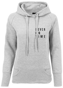 MisterTee Damen Kapuzenpullover "MisterTee Herren Ladies Never On Time Hoody", grau, casual, Gr. M, mehrfarbig, 60% Baumwolle, 40% Polyester, Pullover