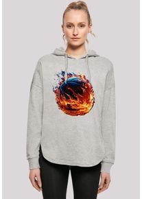 F4NT4STIC Damen Kapuzenpullover "Basketball On Fire Sport OVERSIZE HOODIE", grau, casual, Gr. M, Obermaterial: 100% Baumwolle, Pullover, Print