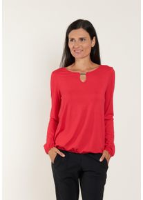 Seidel Moden Damen Langarmshirt, rot, casual, Gr. 50, unifarben, Jersey, Obermaterial: 95% Viskose, 5% Elasthan, Shirts, MADE IN GERMANY