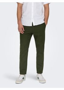 Only & Sons ONLY & SONS Herren Stoffhose "ONSLINUS CROP 0007 COT LIN PNT NOOS", grün, modisch, Gr. M, unifarben, Web, Obermaterial: 75% Baumwolle, 25% Leinen,