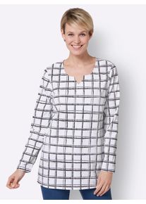 Classic Basics Damen Longshirt "Longshirt", beige, Gr. 40, gemustert, kariert, mehrfarbig, 100% Baumwolle, Shirts