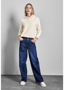 Street One Damen Hoodie, beige, casual, Gr. 36, unifarben, Sweatware, 66% Polyester, 29% Viskose, 5% Elasthan, Sweatshirts, mit elastischem