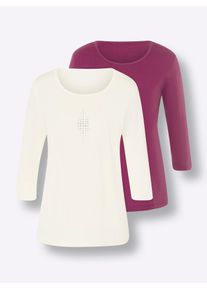 Classic Basics Damen 3/4-Arm-Shirt "Doppelpack Shirts"champagner, malve, Gr. 40, unifarben, 100% Baumwolle, Shirts