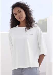 Damen Oversize-Shirt "mit hochwertiger Logostickerei", weiß, casual, Gr. S, Copenhagen Studios, unifarben, Single Jersey, Obermaterial: 100%