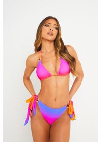 MODA MINX Damen Triangel-Bikini-Top "Club Tropicana", bunt, Gr. XS, mehrfarbig, 100% Polyester, Bikini-Oberteile, mit stilvollem Steinbesatz