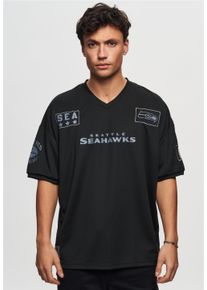 Recovered Herren T-Shirt "NFL Seahawks SEA 76 Oversized", schwarz, sportlich, Gr. M, bedruckt, 100% Polyester, Shirts, für alle Fans der Seattle
