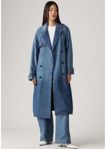 Levi's LEVI'S Damen Trenchcoat "SPADE TRENCH", blau, casual, Gr. XS, unifarben, Web, Obermaterial: 100% Baumwolle, Mäntel, mit Gürtelschlaufen