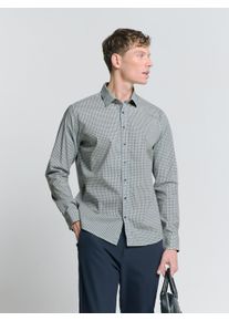 NO EXCESS Herren Langarmhemd "NO EXCESS Stretchhemd mit Print Shirt Stretch Allover Printed", blau, casual, Gr. XXXL, 97% Baumwolle, 3% Elasthan,