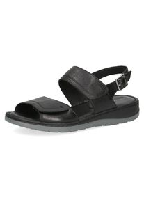 Caprice Damen Riemchensandale, Gr. 36, schwarz, Nappaleder, Schuhe, Keilsandalette, Sommerschuh, Bequemschuh mit vrestellbarer Schnalle