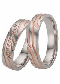 Firetti Trauring "Schmuck Geschenk Hochzeit Ehering "LIEBE"", 17,mit Zirkonia, Silber 925 (Sterlingsilber), 5mm, rosa, Silber 925 (Sterlingsilber),