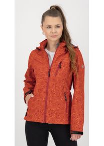 DEPROC Active Damen Softshelljacke "SHELBY PEAK DC", rot, casual, Gr. 50, 100% Polyester, Jacken, leichte Softshelljacke mit All-Over-Print und