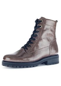 Gabor Damen Schnürboots "Pisa", Gr. 37, grau, Lackleder, glänzend, klassisch, Schuhe, Blockabsatz, Schnürstiefelette, Komfortschuh in Weite H