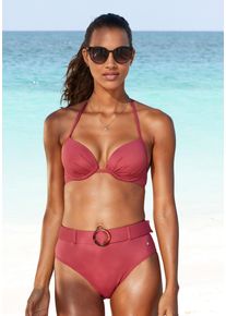 s.Oliver Damen Highwaist-Bikini-Hose "Rome", rot, Gr. 36, unifarben, Microfaser, Polyamid, Badehosen, mit abnehmbarem Gürtel