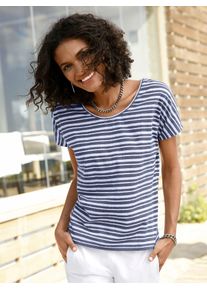 Casual Looks Damen T-Shirt "Shirt", blau, Gr. 38, gemustert, mehrfarbig, bedruckt, gestreift, 65% Polyester, 35% Baumwolle, Shirts