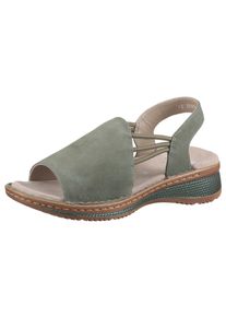 Ara Damen Riemchensandale "HAWAII", Gr. 38, grün, Veloursleder, unifarben, feminin, Schuhe, Sommerschuh, Sandalette, Keilabsatz, mit Stretch-Bänder,