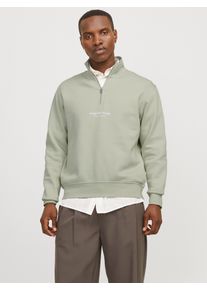 Jack & Jones JACK & JONES Herren Sweatshirt "JORVESTERBRO SWEAT QUARTER ZIP HN NOOS", grün, modisch, Gr. XXL, bedruckt, angeraute Sweatware, Obermaterial: 70%