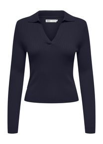 Only Damen Strickpullover "ONLKAYA LS POLO PULLOVER EX KNT", blau, modisch, Gr. XL, unifarben, Strick, Obermaterial: 70% Viskose, 30% Nylon, Pullover