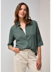 Cecil Damen Hemdbluseschwarz balmy khaki, casual, Gr. XS, unifarben, Web, Obermaterial: 70% Viskose, 30% Polyester, Blusen, mit Struktur und
