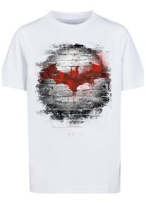 F4NT4STIC Jungen Kurzarmshirt "F4NT4STIC Kinder Batman Logo Wall with Kids Basic Tee", weiß, casual, Gr. 122, unifarben, 100% Baumwolle, Shirts