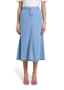 Betty Barclay Damen Midirock "Betty Barclay Jeansrock mit offenem Saum", blau, casual, Gr. 38, Obermaterial: 50% Baumwolle, 40% Lyocell, 10% Modal.,