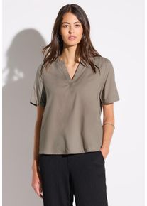 Street One Damen Hemdbluse, grau, casual, Gr. 36, unifarben, Stoff, 100% Viskose, Blusen, aus softer Viskose