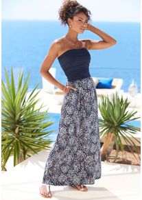 Vivance Damen Maxikleid, blau, modisch, Gr. 42, unifarben, bedruckt, Jersey, Obermaterial: 95% Viskose, 5% Elasthan, Kleider, mit schmalem Oberteil