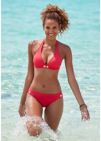 Vivance Damen Triangel-Bikini, rot, Gr. 34, Polyamid, Bikini-Sets, mit goldfarbenen Zierknöpfen