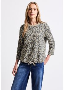 Street One Damen Sweatshirtcoastal beige, casual, Gr. 40, animal-print, Sweatware, 65% Baumwolle, 35% Polyester, Sweatshirts, mit Elastiksaum und