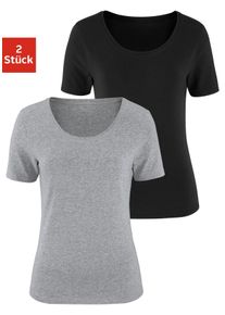 Vivance Damen T-Shirt "aus elastischer Baumwoll-Qualität", grau, Basic, Gr. 36, unifarben, Single Jersey, Obermaterial: 95% Baumwolle, 5% Elasthan,