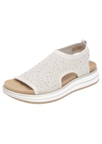 Remonte Damen Sandale, Gr. 39, beige, Textil, meliert, casual, Schuhe, Sandale, Sommerschuh, Komfortschuh mit funkelnden Strasssteinen