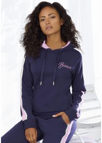 Vivance Damen Hoodie, Gr. 32, blau, Sweatware, Obermaterial: 60% Baumwolle, 40% Polyester, modisch, Sweatshirts, Hoodie mit Kontrast Einsätzen,