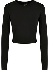Urban Classics Damen Langarmshirt "Urban Classics Damen Ladies Organic Cropped Longsleeve", schwarz, casual, Gr. XL, unifarben, 95% Baumwolle, 5%