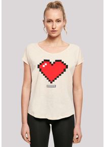 F4NT4STIC Damen T-Shirt "Pixel Herz Good Vibes Happy People", beige, casual, Gr. XXL, Obermaterial: 100% Baumwolle, Shirts, Print