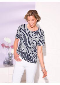 Classic Basics Damen Kurzarmshirt "Kurzarm-Shirt", blau, Gr. 56, gemustert, mehrfarbig, bedruckt, 100% Baumwolle, Shirts
