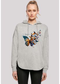 F4NT4STIC Damen Kapuzenpullover "Schmetterling Frühling Oversize Hoodie", grau, casual, Gr. L, Obermaterial: 100% Baumwolle, Pullover, Print