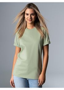 TRIGEMA Damen T-Shirt "TRIGEMA T-Shirt DELUXE Baumwolle", grün, Basic, Gr. XL, 100% Baumwolle, Shirts