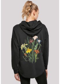 F4NT4STIC Damen Kapuzenpullover "Blumen Muster", schwarz, casual, Gr. L, Obermaterial: 100% Baumwolle, Pullover, Print